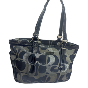 #185 Coach Gallery Optic Signature Metallic Tote Bag (Missing Hangtag)